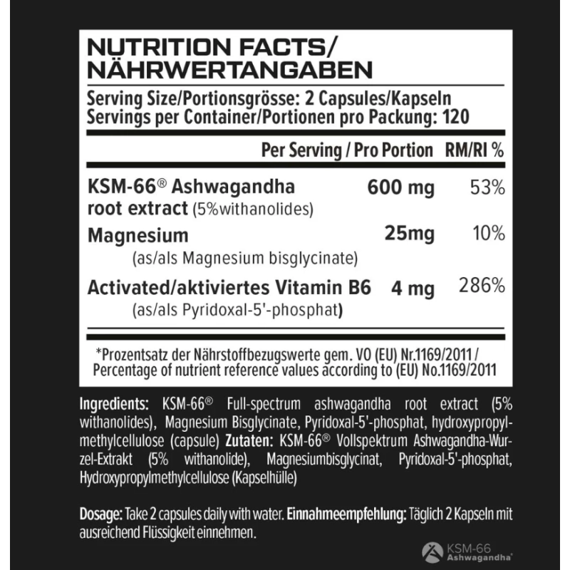 VAST Ashwagandha 600 PRO 120 kaps. KSM-66, 2 nuotrauka