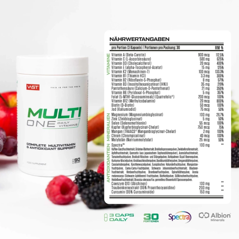 VAST MULTI ONE Multivitamin & Antioxidants 90 kaps., 3 nuotrauka